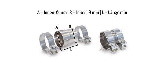 HJS Edelstahl Adapter /Reduzierung mit Schellen von 60 auf 55mm, 90605335