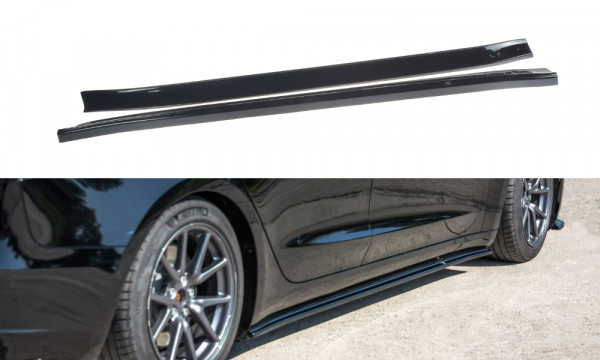 Seitenschweller Ansatz passend für Tesla Model 3 schwarz Hochglanz