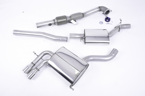 Milltek SSXAU044 Turbo-back including Hi-Flow Sports Cat Twin 76.2mm Jet - Audi A3 2.0T FSI quattro