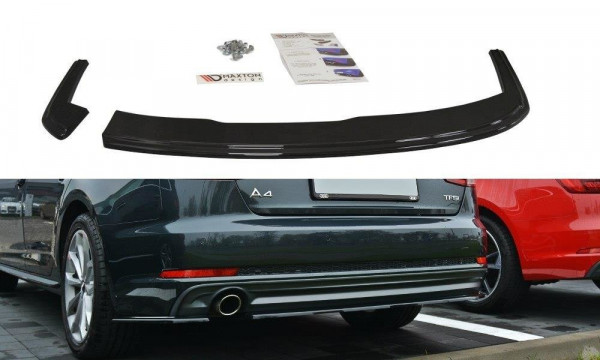 Heck Ansatz Flaps Diffusor passend für Audi A4 B9 S-Line schwarz Hochglanz