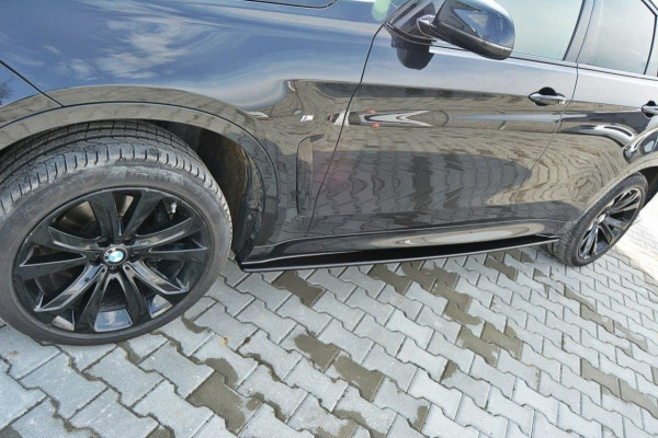 Seitenschweller für Ansatz Cup Leisten BMW X6 F16 M Paket schwarz Hochglanz