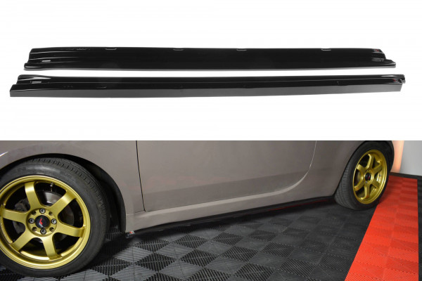 Seitenschweller Ansatz passend für FIAT 500 HATCHBACK vor Facelift schwarz Hochglanz