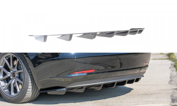 Diffusor Heck Ansatz passend für Tesla Model 3 schwarz Hochglanz