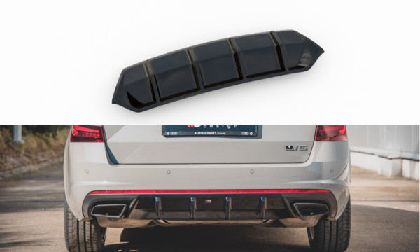 Diffusor Heck Ansatz V.1 passend für Skoda Octavia RS Mk3 / Mk3 FL Hatchback / Kombi schwarz Hochgla