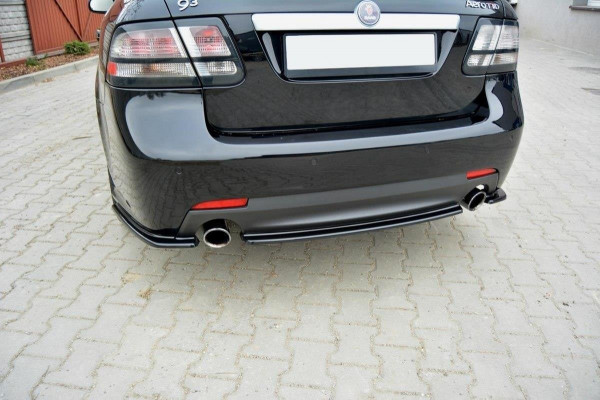 Mittlerer Diffusor Heck Ansatz für Saab 9-3 Aero Mk2 Facelift schwarz Hochglanz