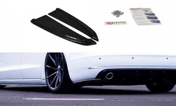 Heck Ansatz Flaps Diffusor passend für Audi A8 D4 schwarz Hochglanz