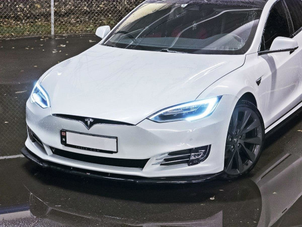 Front Ansatz für V.1 Tesla Model S Facelift schwarz Hochglanz