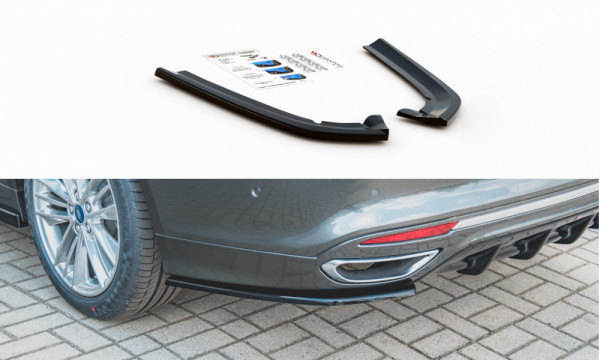 Heck Ansatz Flaps Diffusor passend für Ford Mondeo Vignale Mk5 Facelift schwarz Hochglanz