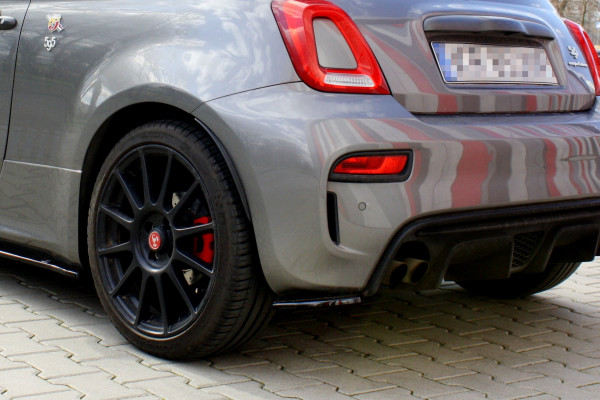 Heck Ansatz Flaps Diffusor passend für FIAT 500 ABARTH MK1 FACELIFT schwarz Hochglanz