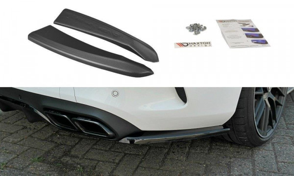 Heck Ansatz Flaps Diffusor für Mercedes C-Klasse C205 63 AMG Coupe schwarz Hochglanz