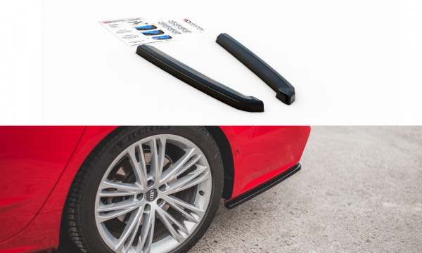 Heck Ansatz Flaps Diffusor passend für Audi A7 C8 S-Line schwarz Hochglanz