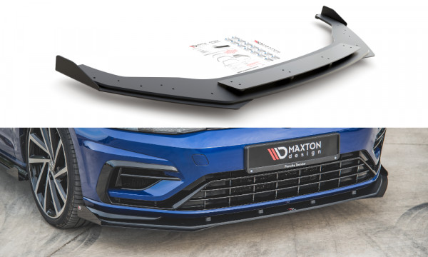 Robuste Racing Front Ansatz passend für + Flaps VW Golf 7 R Facelift schwarz Hochglanz