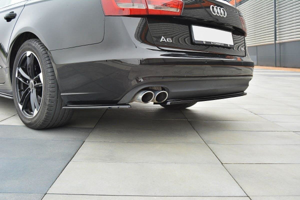 Heck Ansatz Flaps Diffusor passend für Audi A6 C7 Avant schwarz Hochglanz