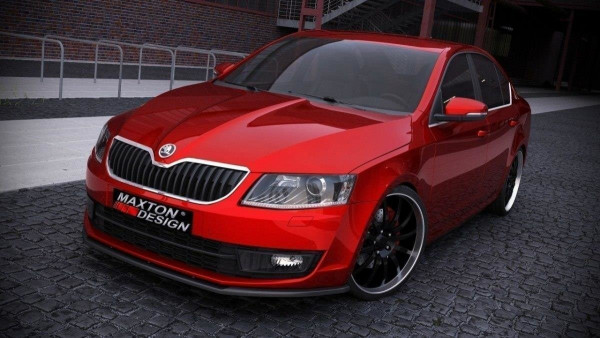 Front Ansatz für V.1 Skoda Octavia Mk3 schwarz Hochglanz