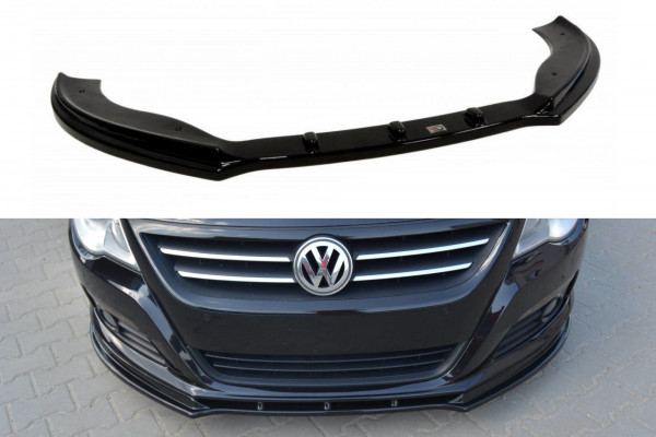Front Ansatz für V.1 VW PASSAT CC vor Facelift, STANDARD STOßSTANGE schwarz Hochglanz