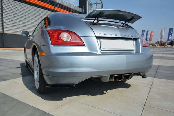 Heck Ansatz Flaps Diffusor passend für CHRYSLER CROSSFIRE schwarz Hochglanz