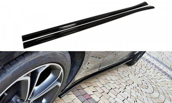 Seitenschweller Ansatz Cup Leisten für Opel Astra J GTC schwarz Hochglanz