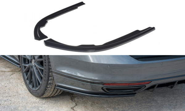 Heck Ansatz Flaps Diffusor passend für Volkswagen Passat R-Line B8 schwarz Hochglanz