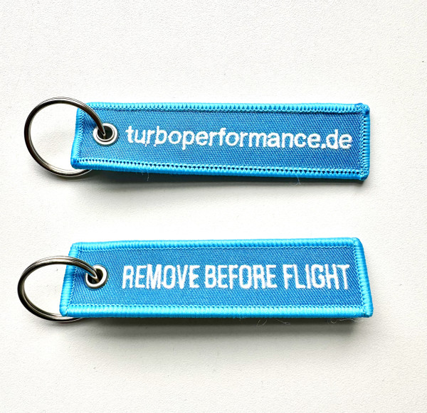 TurboPerformance Schlüsselanhänger blau "Remove before flight"