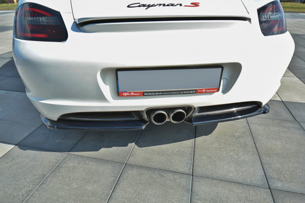 Heck Ansatz Flaps Diffusor passend für PORSCHE CAYMAN S 987C schwarz Hochglanz