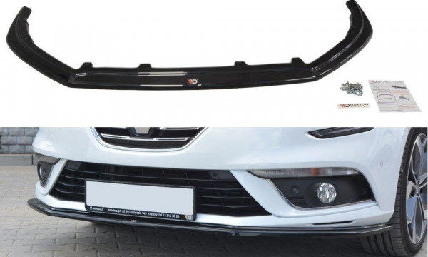 Front Ansatz für V.1 Renault Megane Mk4 Hatchback schwarz Hochglanz