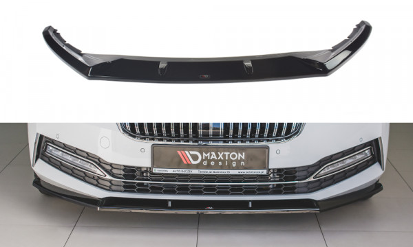 Front Ansatz V.2 passend für Skoda Superb Mk3 FL schwarz Hochglanz