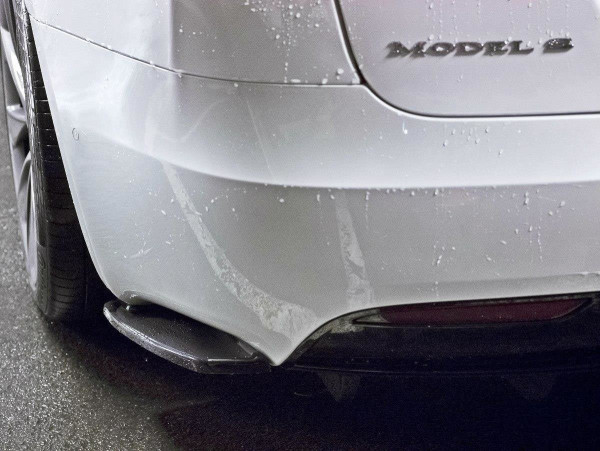 Heck Ansatz Flaps Diffusor passend für Tesla Model S Facelift schwarz Hochglanz